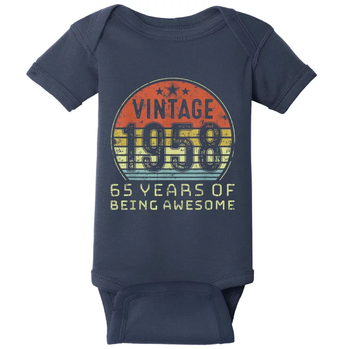 65 Year Old Birthday Vintage 1958 65th Birthday Baby Bodysuit