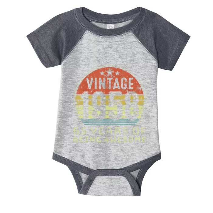 65 Year Old Birthday Vintage 1958 65th Birthday Infant Baby Jersey Bodysuit