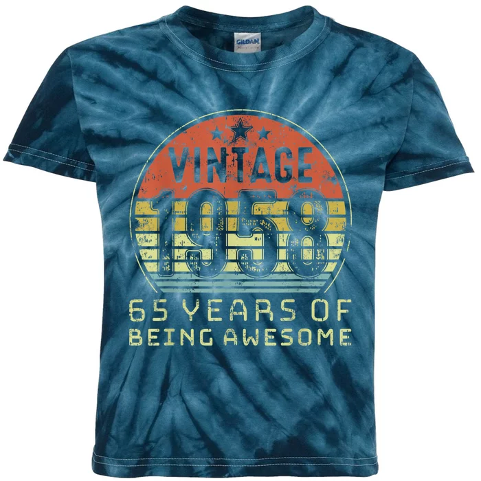 65 Year Old Birthday Vintage 1958 65th Birthday Kids Tie-Dye T-Shirt