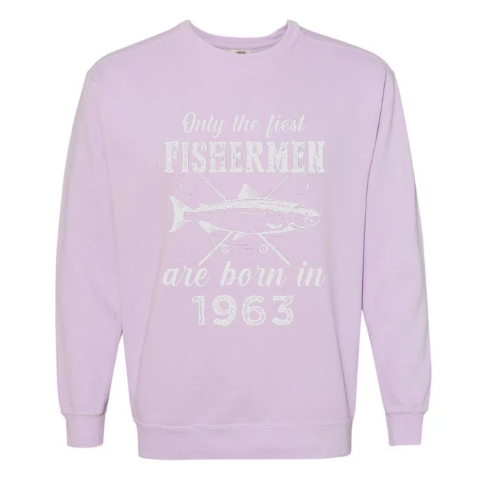 60 Year Old Fisherman Fishing Born In 1963 60th Birthday Garment-Dyed Sweatshirt