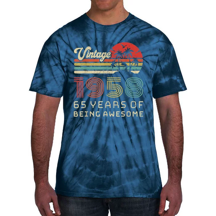 65 Year Old Birthday Vintage 1958 65th Birthday Tie-Dye T-Shirt