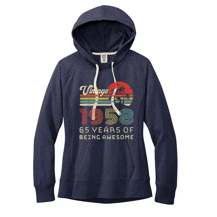 65 Year Old Birthday Vintage 1958 65th Birthday Women's Fleece Hoodie