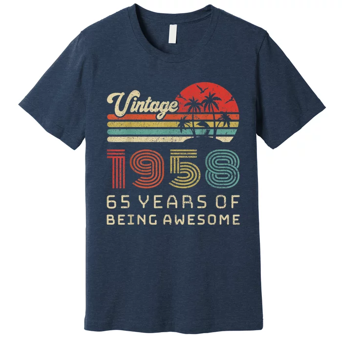 65 Year Old Birthday Vintage 1958 65th Birthday Premium T-Shirt