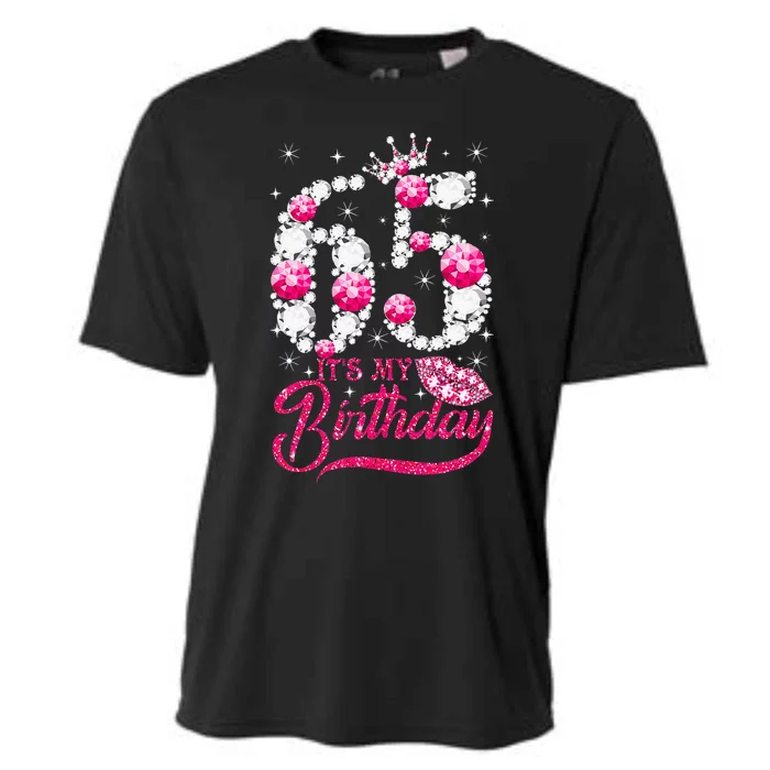 65 Year Old Gifts Its My 65th Birthday Pink Diamond Crown Cooling Performance Crew T-Shirt