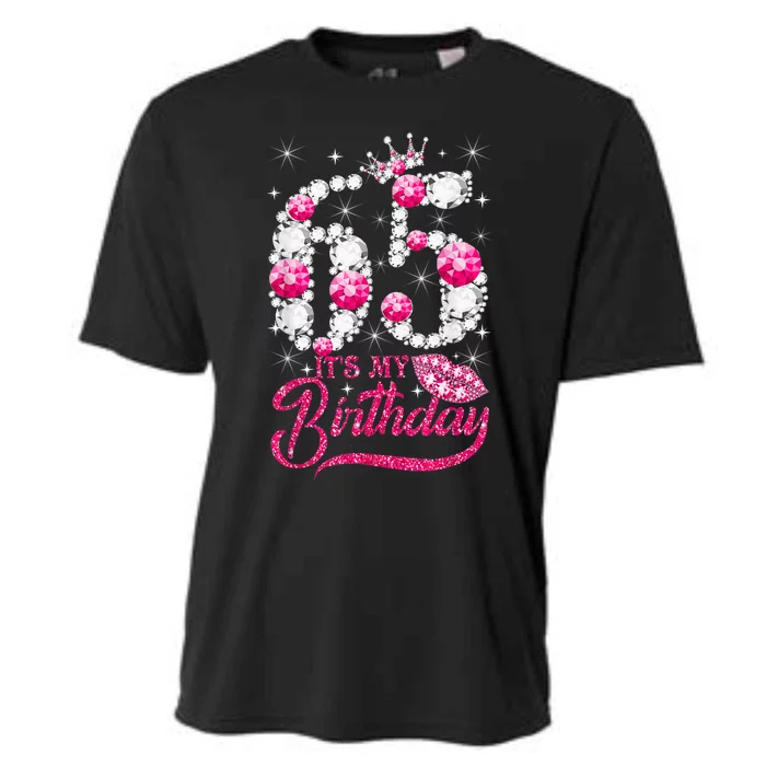 65 Year Old Gifts It's my 65th Birthday Pink Diamond Crown Cooling Performance Crew T-Shirt