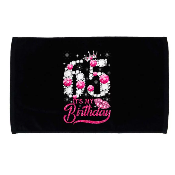 65 Year Old Gifts It's my 65th Birthday Pink Diamond Crown Microfiber Hand Towel