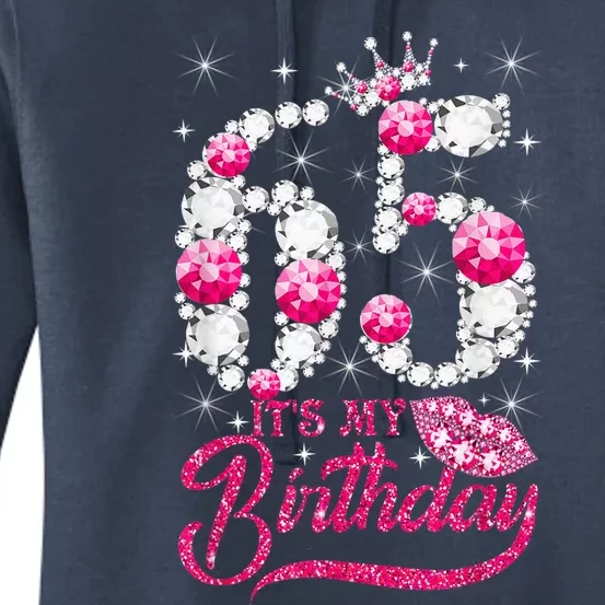 65 Year Old Gifts It's my 65th Birthday Pink Diamond Crown Women's Pullover Hoodie