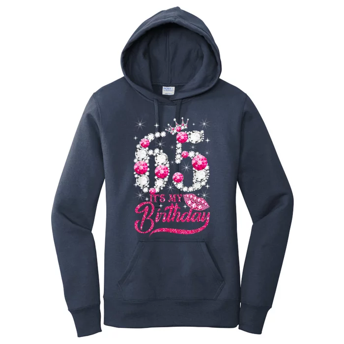 65 Year Old Gifts It's my 65th Birthday Pink Diamond Crown Women's Pullover Hoodie