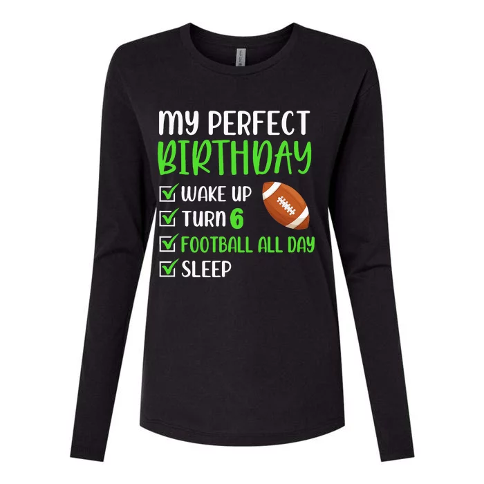 6 Year Old American Football Birthday Party 6th Boy Player Womens Cotton Relaxed Long Sleeve T-Shirt