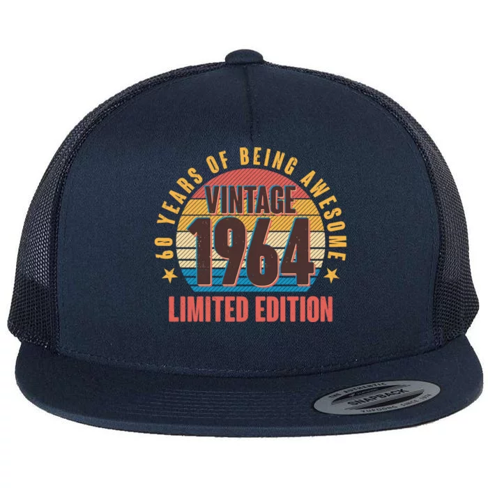 60 Years Of Being Awesome 1964 Limited Edition Vintage Retro Flat Bill Trucker Hat