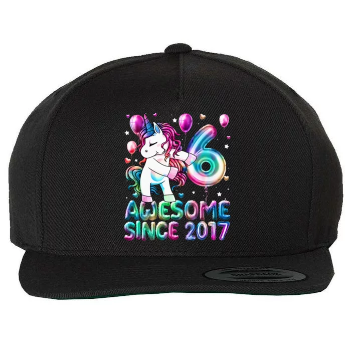 6 Years Old Unicorn Flossing 6th Birthday Girl Unicorn Party Wool Snapback Cap