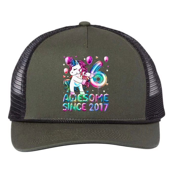 6 Years Old Unicorn Flossing 6th Birthday Girl Unicorn Party Retro Rope Trucker Hat Cap