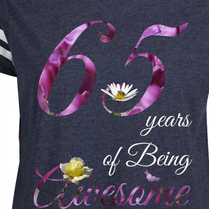 65 Year Old Shirt Awesome Floral 1958 65th Birthday Present Gift Enza Ladies Jersey Football T-Shirt