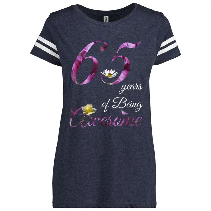 65 Year Old Shirt Awesome Floral 1958 65th Birthday Present Gift Enza Ladies Jersey Football T-Shirt