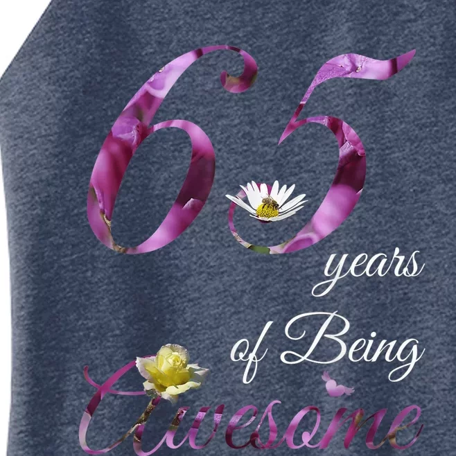 65 Year Old Shirt Awesome Floral 1958 65th Birthday Present Gift Women’s Perfect Tri Rocker Tank