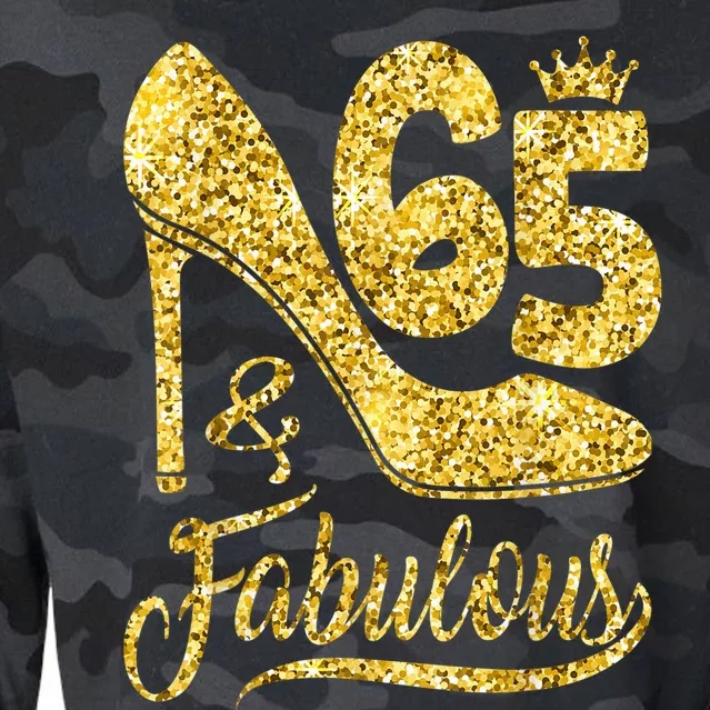 65 Years Old Gifts 65 & Fabulous 65th Birthday high heels Cropped Pullover Crew