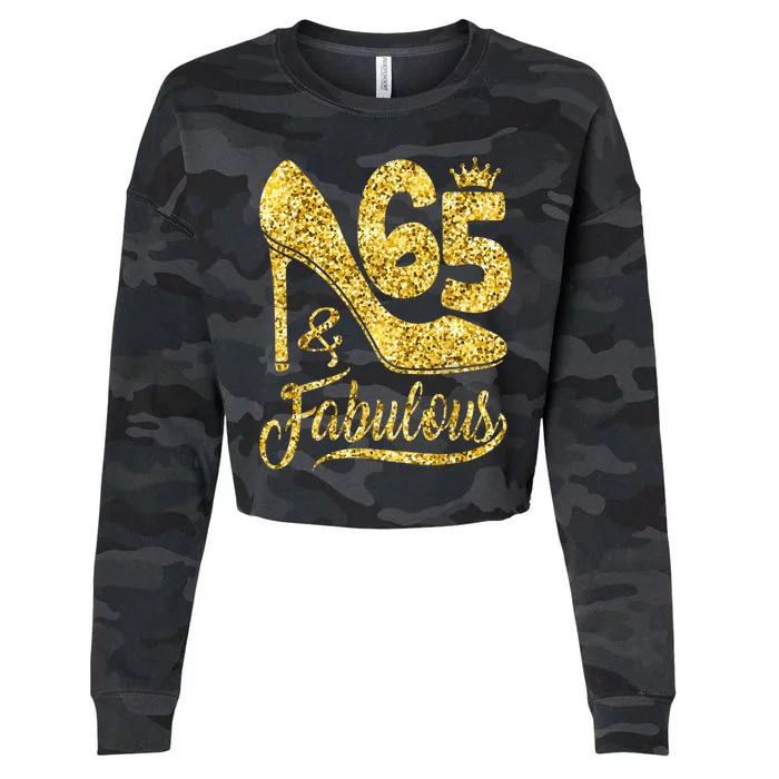 65 Years Old Gifts 65 & Fabulous 65th Birthday high heels Cropped Pullover Crew