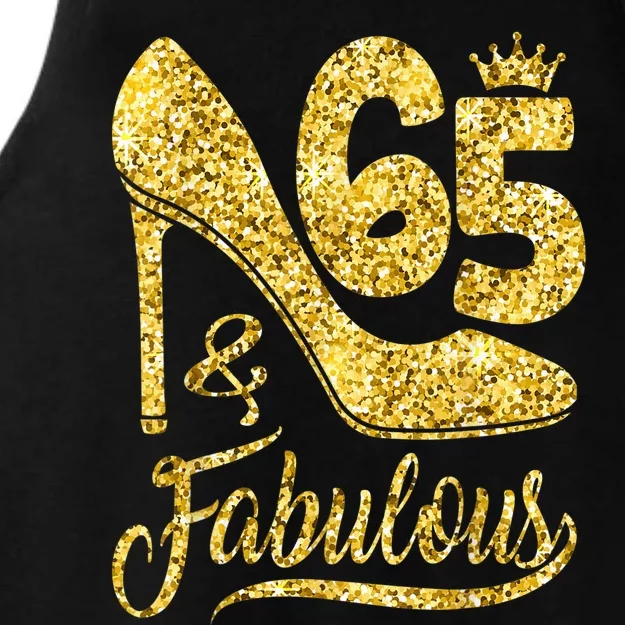 65 Years Old Gifts 65 & Fabulous 65th Birthday high heels Ladies Tri-Blend Wicking Tank