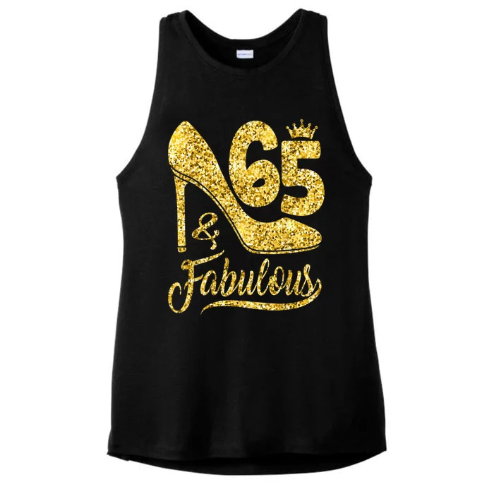 65 Years Old Gifts 65 & Fabulous 65th Birthday high heels Ladies Tri-Blend Wicking Tank