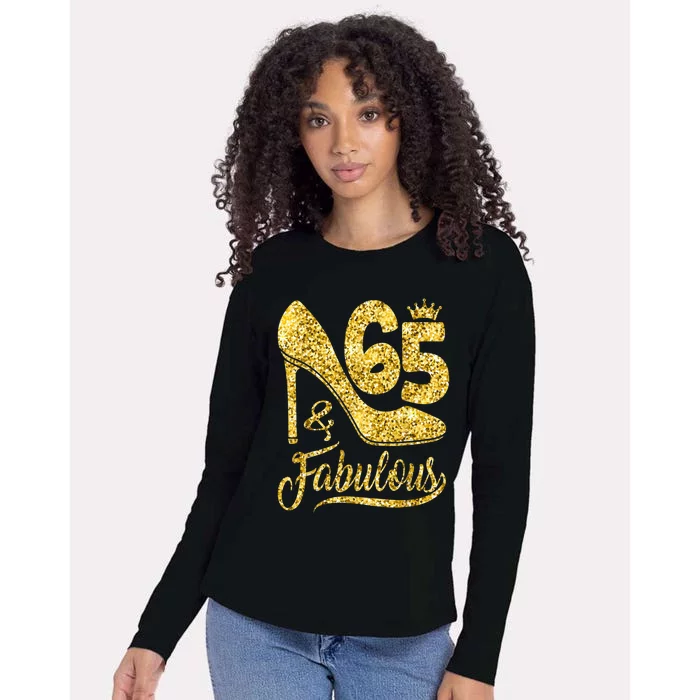 65 Years Old Gifts 65 & Fabulous 65th Birthday high heels Womens Cotton Relaxed Long Sleeve T-Shirt