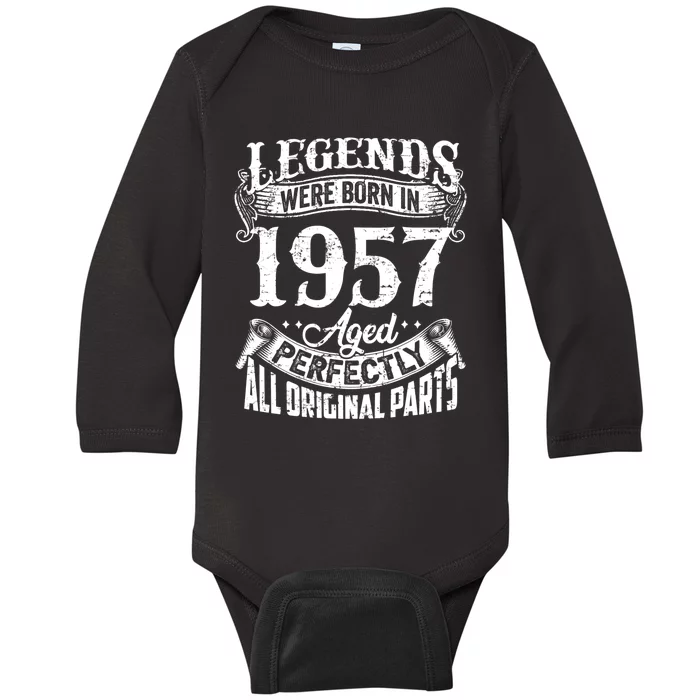 67 Years Old Vintage Legends Born In 1957 67th Birthday Baby Long Sleeve Bodysuit