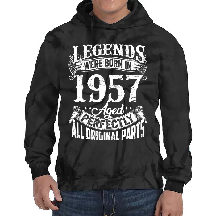 67 Years Old Vintage Legends Born In 1957 67th Birthday Tie Dye Hoodie