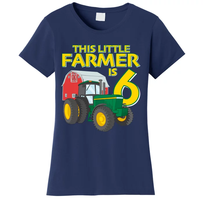 6 Year Old Green Farm Tractor Birthday Party Farmer 6th Gift Women's T-Shirt