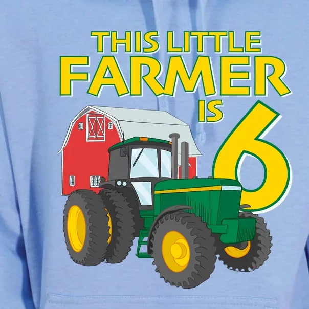 6 Year Old Green Farm Tractor Birthday Party Farmer 6th Gift Unisex Surf Hoodie