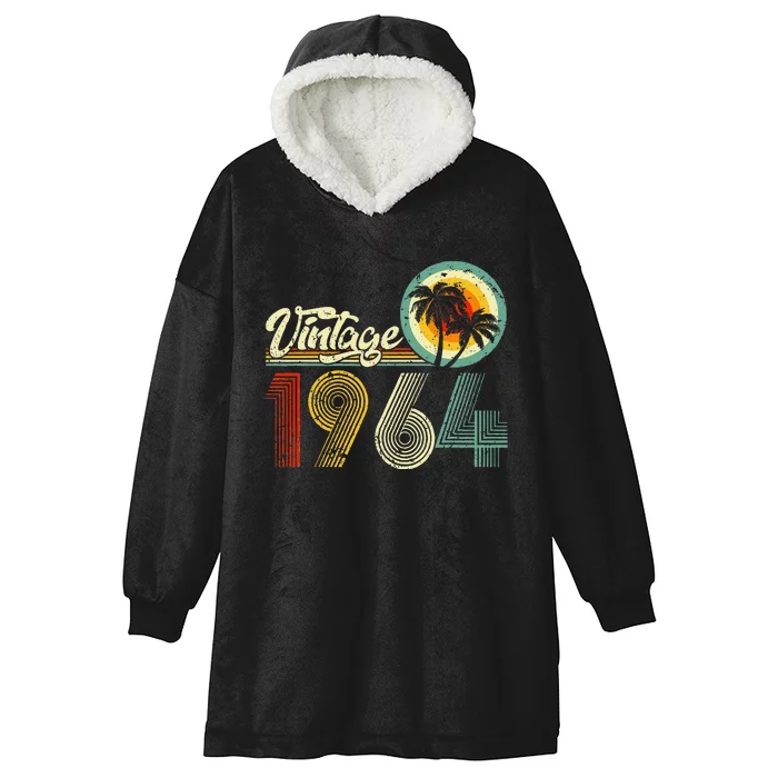 60 Years Old Gifts Vintage Born In 1964 Retro 60th Birthday Hooded Wearable Blanket