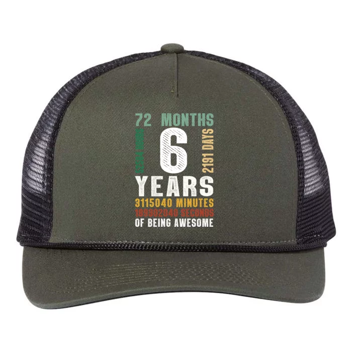 6 Year Of Being Awesome Funny Gift 6th Birthday Gifts Boys Girls Teens Retro Rope Trucker Hat Cap