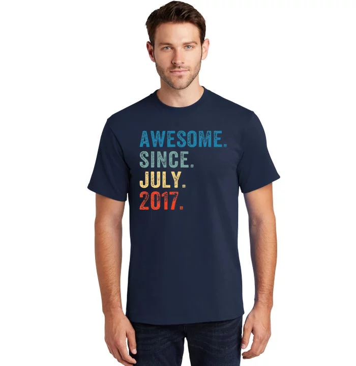 6 Year Old Gifts Awesome Since July 2017 6th Birthday Tall T-Shirt