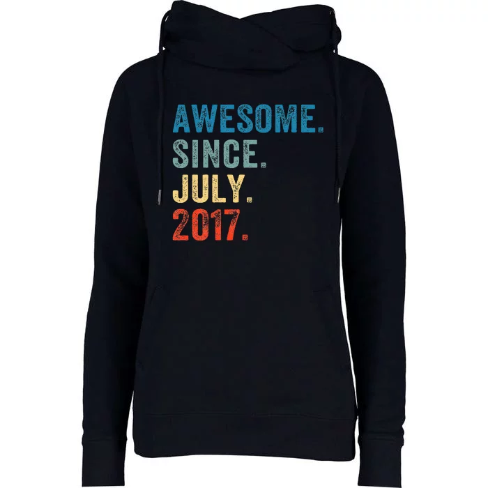 6 Year Old Gifts Awesome Since July 2017 6th Birthday Womens Funnel Neck Pullover Hood