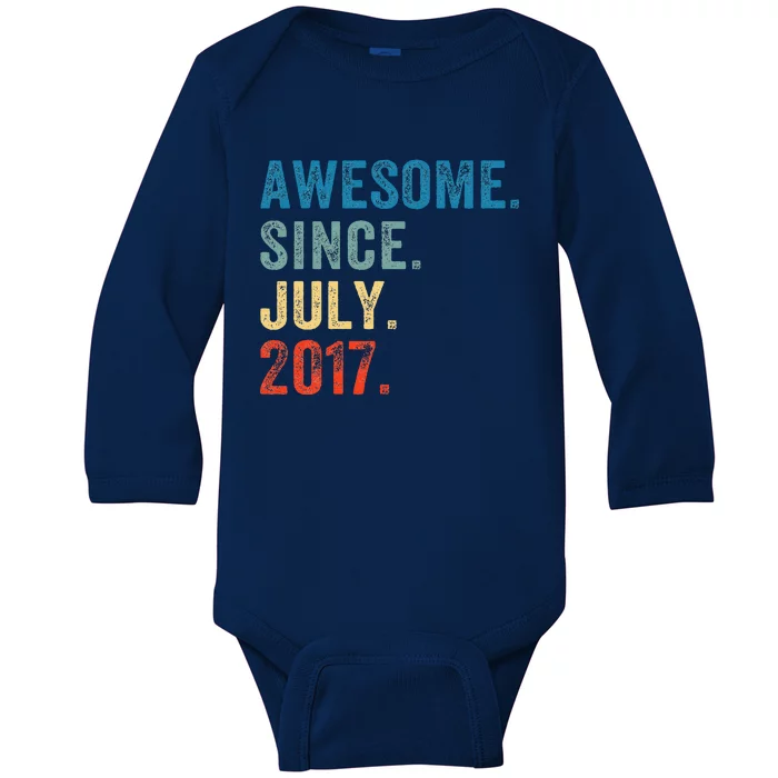 6 Year Old Gifts Awesome Since July 2017 6th Birthday Baby Long Sleeve Bodysuit