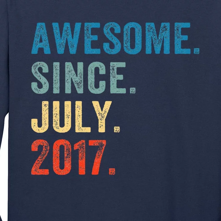 6 Year Old Gifts Awesome Since July 2017 6th Birthday Tall Long Sleeve T-Shirt