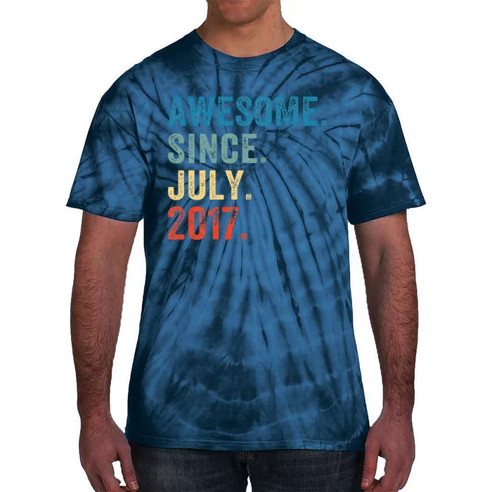 6 Year Old Gifts Awesome Since July 2017 6th Birthday Tie-Dye T-Shirt