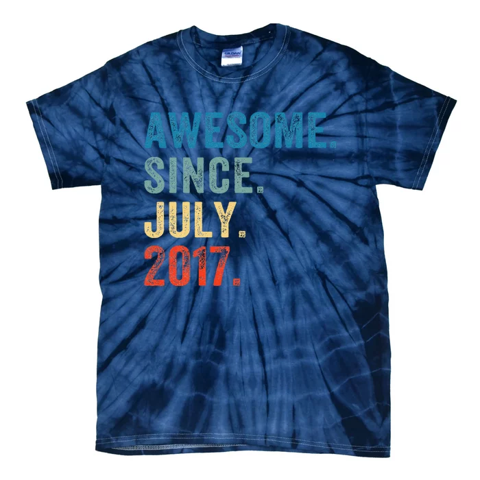 6 Year Old Gifts Awesome Since July 2017 6th Birthday Tie-Dye T-Shirt