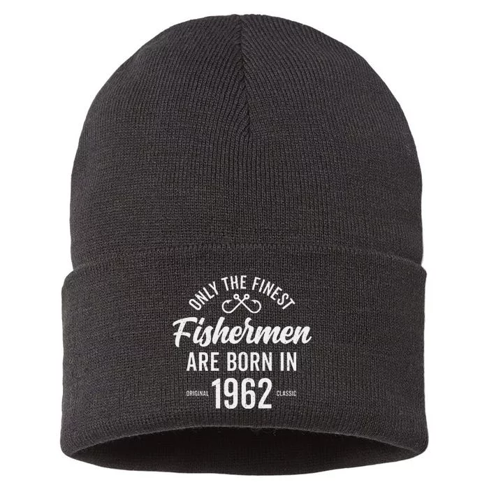 61 Year Old Fisherman Fishing 1962 61st Birthday Gift Sustainable Knit Beanie