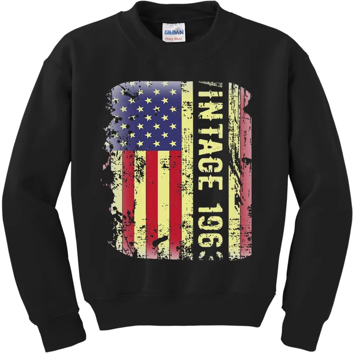 60 Year Old Gifts Vintage 1963 American Flag 60th Birthday Kids Sweatshirt