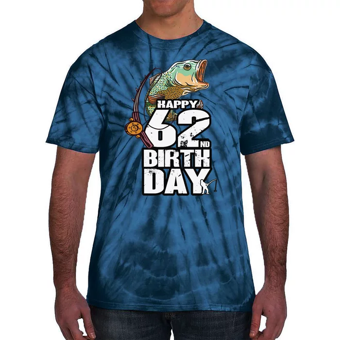 62 Years Old Fishing Fisherman Angler 62nd Birthday Tie-Dye T-Shirt