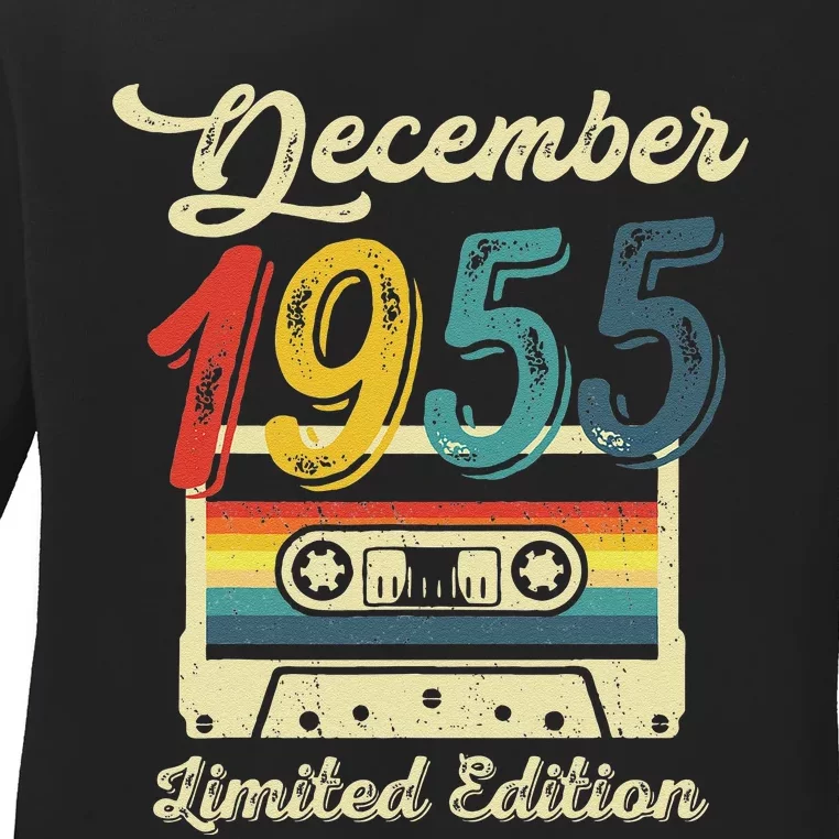 67 Years Old Gift Retro December 1955 Cassette 67th Birthday Ladies Long Sleeve Shirt