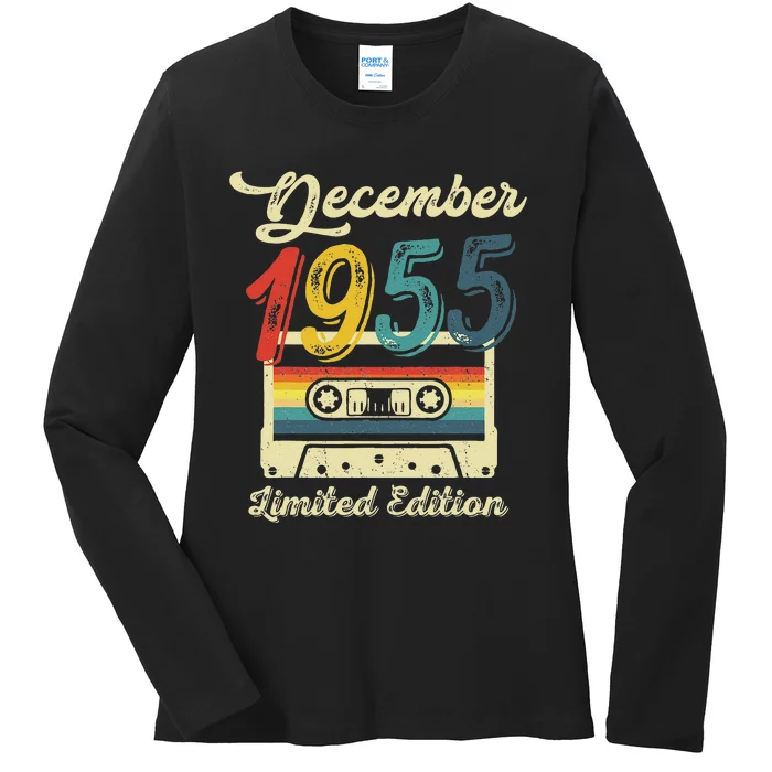 67 Years Old Gift Retro December 1955 Cassette 67th Birthday Ladies Long Sleeve Shirt