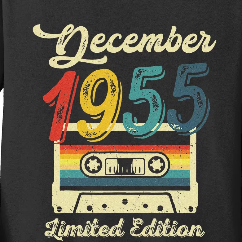 67 Years Old Gift Retro December 1955 Cassette 67th Birthday Kids Long Sleeve Shirt