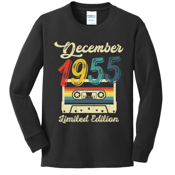 67 Years Old Gift Retro December 1955 Cassette 67th Birthday Kids Long Sleeve Shirt