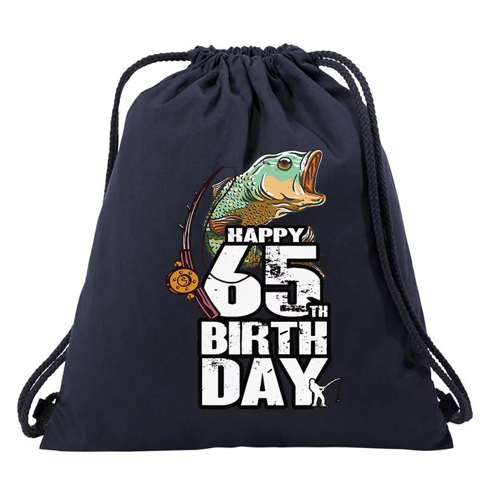 65 Years Old Fishing Fisherman Angler 65th Birthday Drawstring Bag