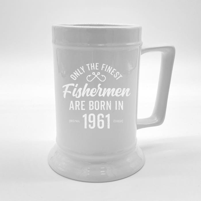 62 Year Old Fisherman Fishing 1961 62nd Birthday Cute Front & Back Beer Stein