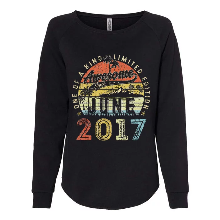 6 Year Old Awesome Since June 2017 6th Birthday Womens California Wash Sweatshirt