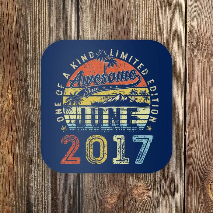 6 Year Old Awesome Since June 2017 6th Birthday Coaster