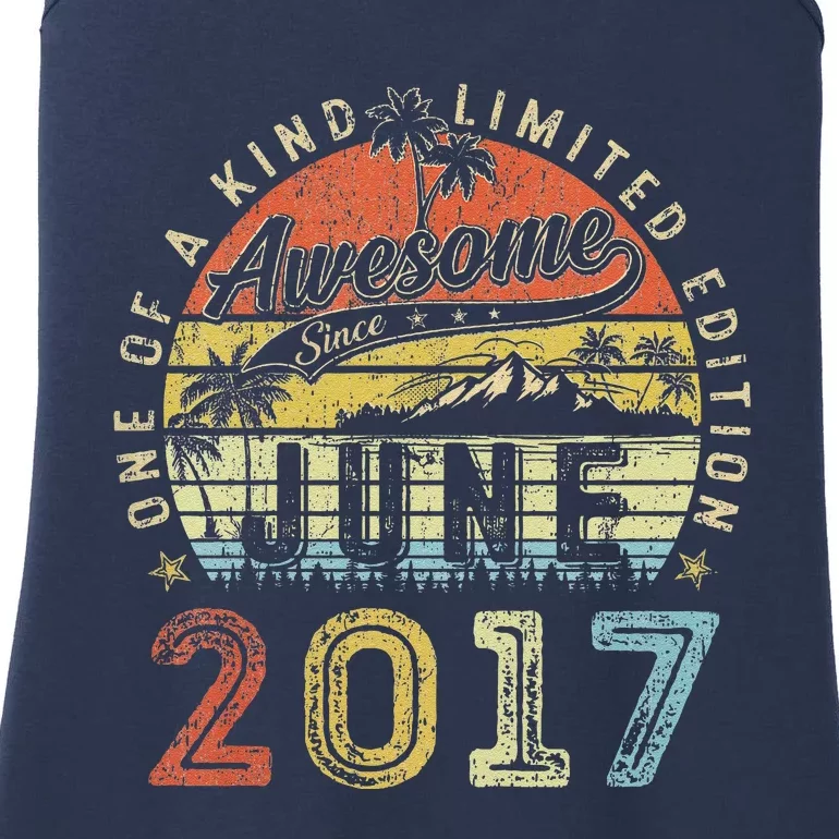 6 Year Old Awesome Since June 2017 6th Birthday Ladies Essential Tank