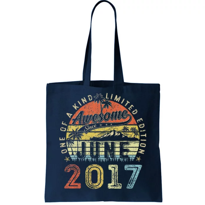 6 Year Old Awesome Since June 2017 6th Birthday Tote Bag