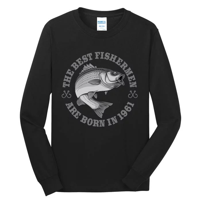 62 Year Old Fisherman Fishing 1961 62nd Birthday Funny Tall Long Sleeve T-Shirt